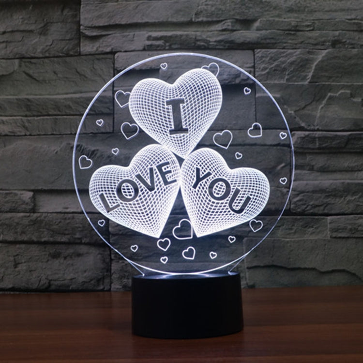 Three Hearts Shape 3D Touch Switch Control LED Night Light , 7-color Discoloration Creative Visual Stereo Lamp Desk Lamp Novelty Gift - Novelty Lighting by PMc TechLife | Online Shopping South Africa | PMc TechLife | Buy Now Pay Later Mobicred