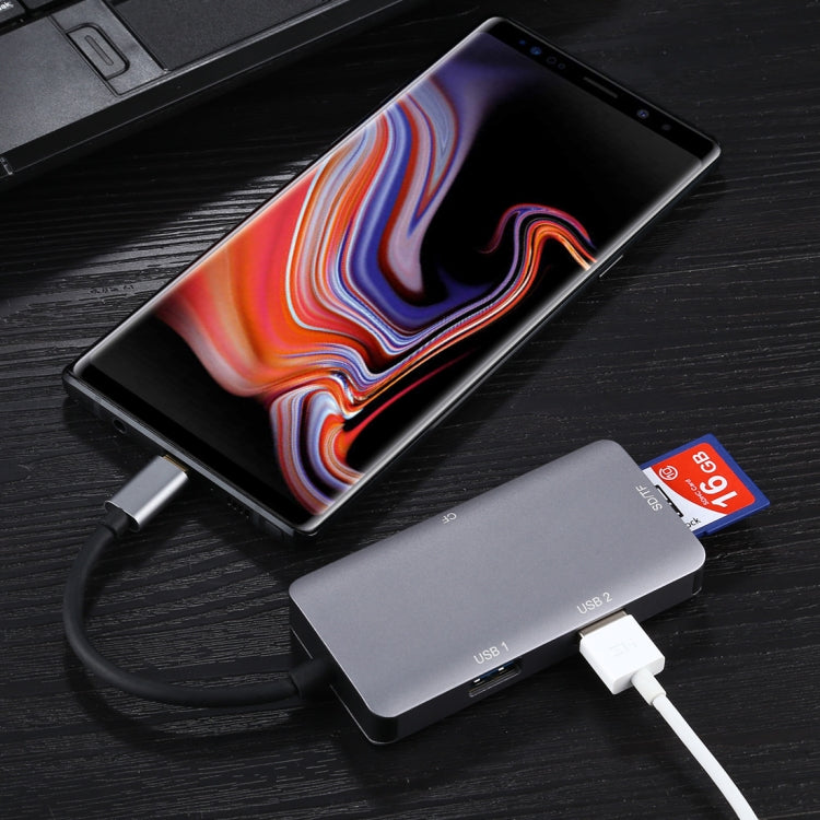 5 In 1 Dual USB 3.0 + CF + TF + SD Multi-function USB-C OTG Card Reader - by PMC Jewellery | Online Shopping South Africa | PMC Jewellery | Buy Now Pay Later Mobicred