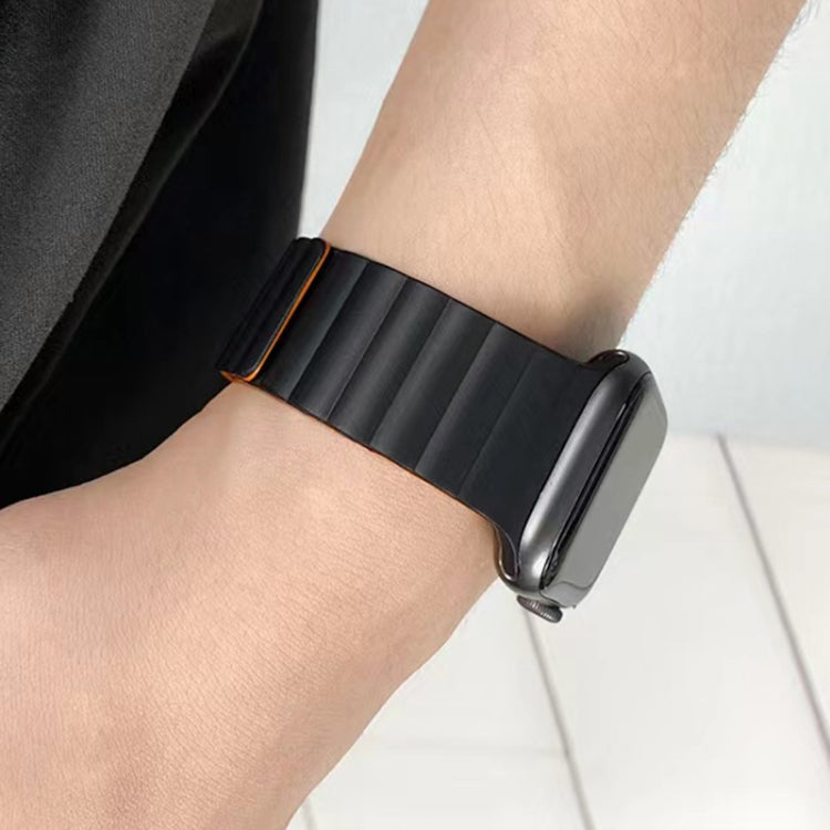 Mutural Moran Series Liquid Silicone Magnetic Strap Watch Band For Apple Watch Series 9&8&7 41mm / SE 3&SE 2&6&SE&5&4 40mm / 3&2&1 38mm(Grey + Orange) - free shipping - PMC Jewellery - Order now!