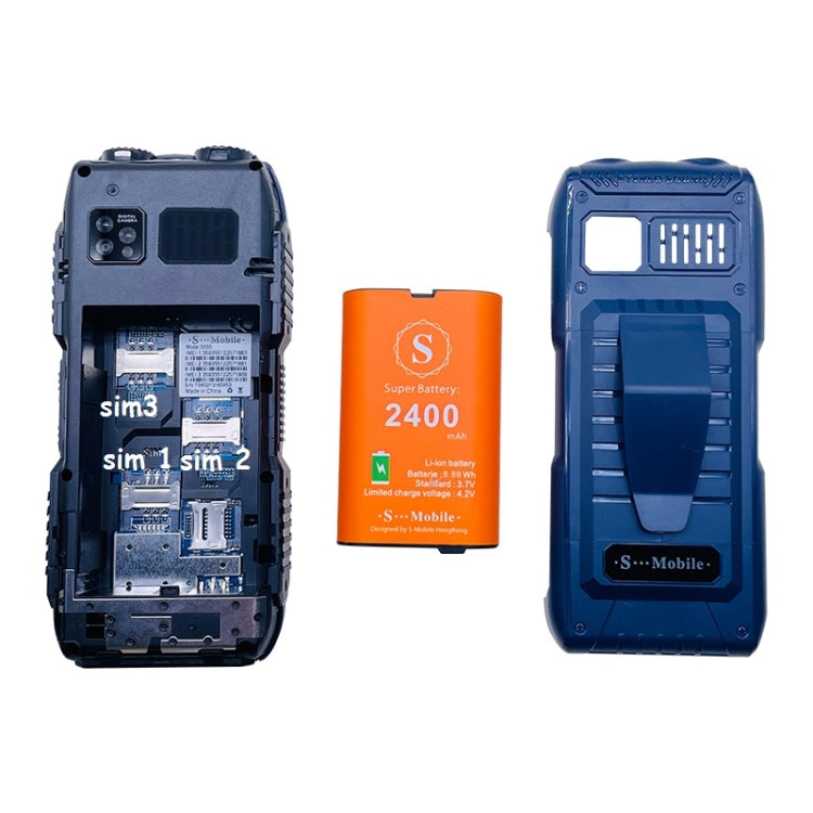 S555 Triple Proofing Elder Phone, Waterproof Shockproof Dustproof, 2400mAh Battery, 2.2. inch, 21 Keys, LED Flashlight, FM, Quad SIM, with Antenna(Blue) - Others by PMC TechLife | Online Shopping South Africa | PMC TechLife