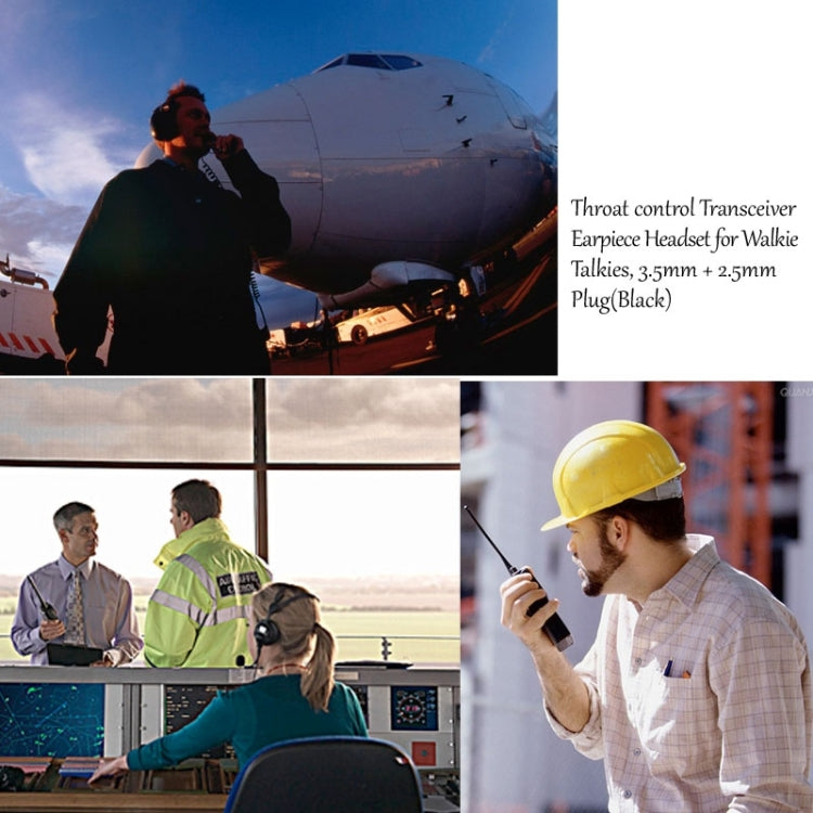 Throat control Transceiver Earpiece Headset for Walkie Talkies, 3.5mm + 2.5mm Plug(Black) - Microphones & Headsets by PMC TechLife | Online Shopping South Africa | PMC TechLife | Buy Now Pay Later Mobicred