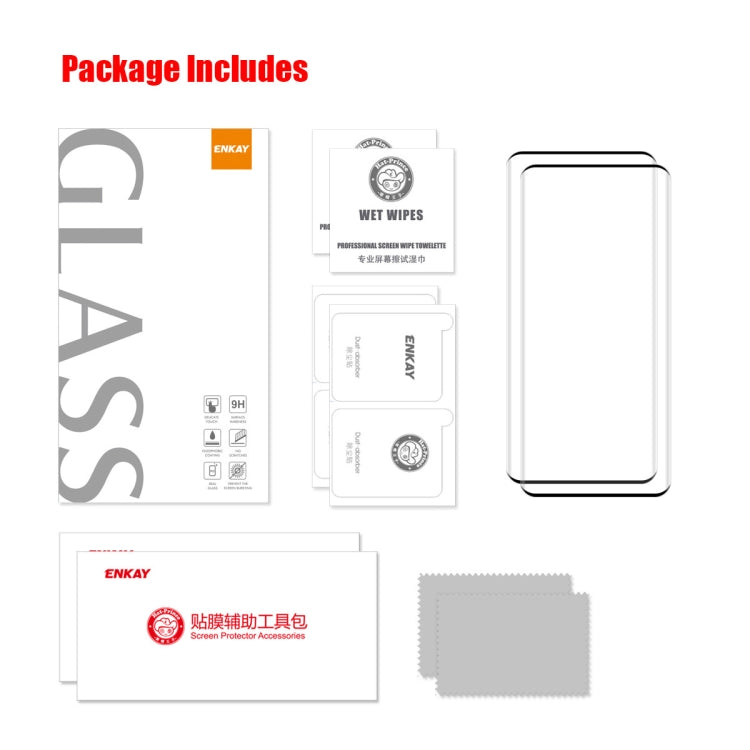 For Honor 90 2pcs ENKAY Hat-Prince Hot Bending Full Coverage Side Glue Tempered Glass Film - Honor Tempered Glass by ENKAY | Online Shopping South Africa | PMC TechLife | Buy Now Pay Later Mobicred