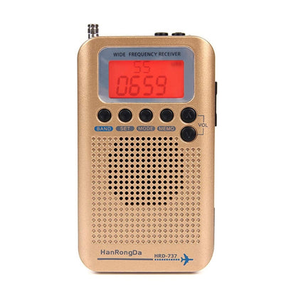 HRD-737 Portable Aircraft Band Radio Wide Frequency Receiver (Gold) - Radio Player by PMC Jewellery | Online Shopping South Africa | PMC Jewellery | Buy Now Pay Later Mobicred