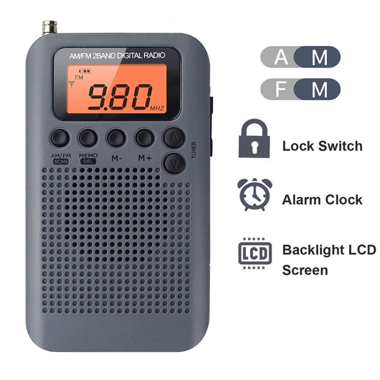 HRD-104 Mini Portable FM + AM Two Band Radio with Loudspeaker(Grey) - Radio Player by PMC TechLife | Online Shopping South Africa | PMC TechLife