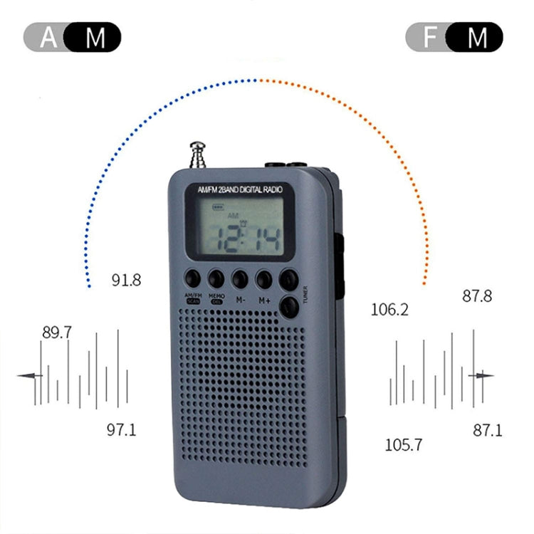 HRD-104 Mini Portable FM + AM Two Band Radio with Loudspeaker(Grey) - Radio Player by PMC TechLife | Online Shopping South Africa | PMC TechLife