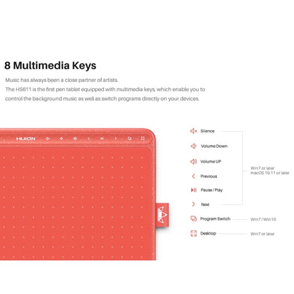 HUION HS611 5080 LPI Touch Strip Art Drawing Tablet for Fun, with Battery-free Pen & Pen Holder (Grey) -  by HUION | Online Shopping South Africa | PMC Jewellery