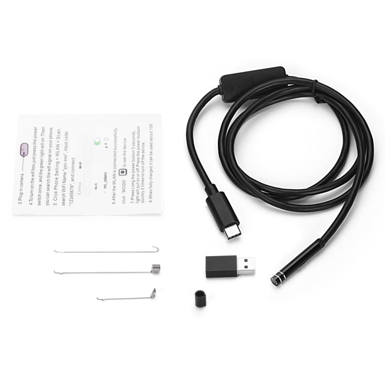 AN97 USB-C / Type-C Endoscope Waterproof IP67 Tube Inspection Camera with 8 LED & USB Adapter, Length: 1m, Lens Diameter: 7mm -  by PMC Jewellery | Online Shopping South Africa | PMC Jewellery | Buy Now Pay Later Mobicred