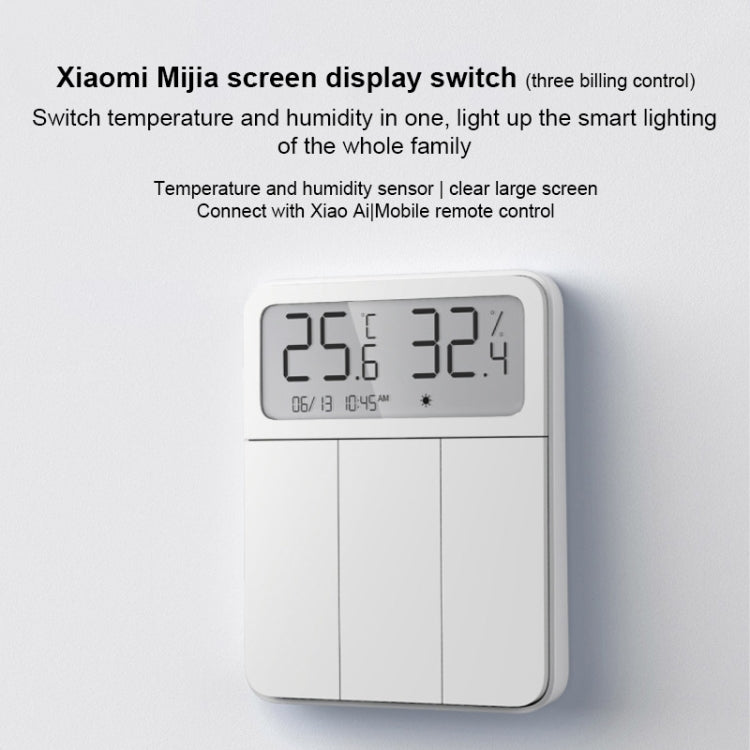 Original Xiaomi Mijia ZNKG03HL 3 Keys Smart Display Screen Lamps Wall Switch, Support Mobile Phone Remote Control - Smart Switch by Xiaomi | Online Shopping South Africa | PMC Jewellery | Buy Now Pay Later Mobicred