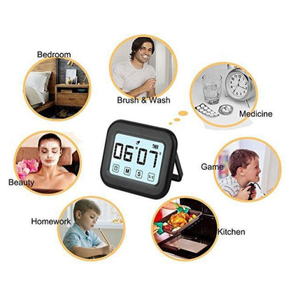 Kitchen Timer Digital Alarm Clock Large LCD Touch Screen Come with Night Light for Cooking Baking(White) - Digital Countdown by PMC Jewellery | Online Shopping South Africa | PMC Jewellery | Buy Now Pay Later Mobicred