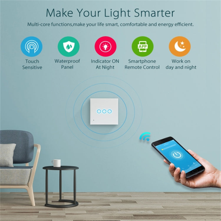 NEO NAS-SC03W Wireless WiFi EU Smart Light Control Switch 3Gang - Smart Switch by NEO | Online Shopping South Africa | PMC Jewellery | Buy Now Pay Later Mobicred