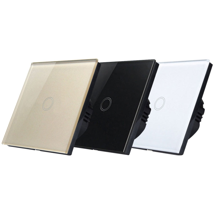 86mm 1 Gang Tempered Glass Panel Wall Switch Smart Home Light Touch Switch with RF433 Remote Controller, AC 110V-240V(Gold) - Smart Switch by PMC TechLife | Online Shopping South Africa | PMC TechLife