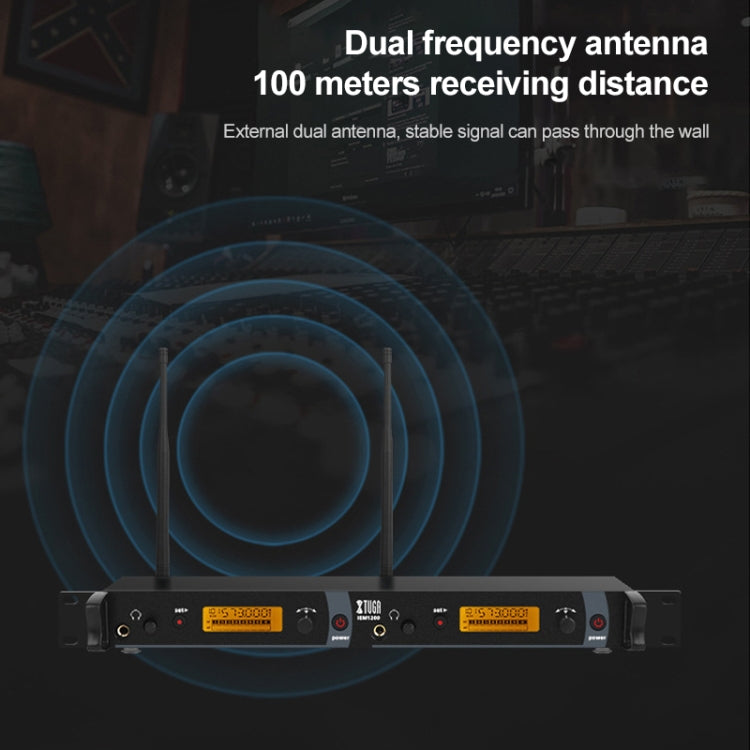 XTUGA IEM1200 Wireless Transmitter 2 Bodypack Stage Singer In-Ear Monitor System (UK Plug) - Microphone by XTUGA | Online Shopping South Africa | PMC TechLife | Buy Now Pay Later Mobicred
