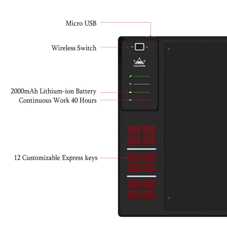 HUION Inspiroy Series WH1409(8192) 5080LPI Professional Art USB Graphics Drawing Tablet for Windows / Mac OS, with Digital Pen -  by HUION | Online Shopping South Africa | PMC Jewellery | Buy Now Pay Later Mobicred