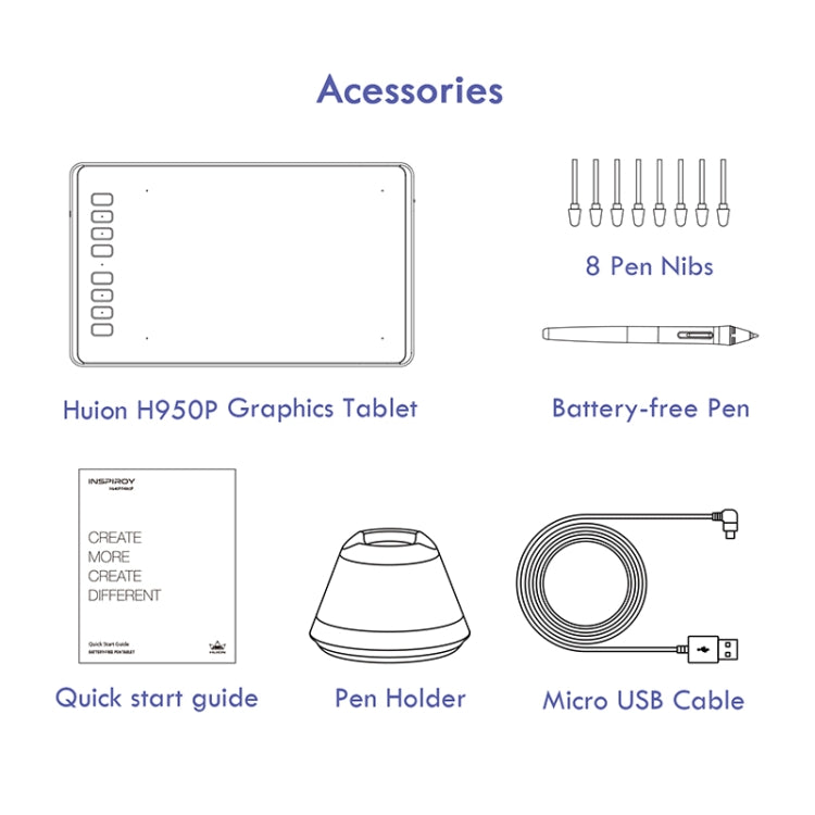 HUION Inspiroy Series H950P 5080LPI Professional Art USB Graphics Drawing Tablet for Windows / Mac OS, with Battery-free Pen -  by HUION | Online Shopping South Africa | PMC Jewellery