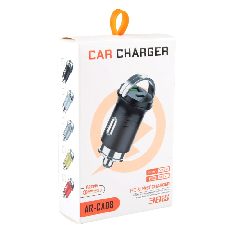 AR-CA08 12W 2A USB-C / Type-C + USB Ports Car Charger (Silver) - Car Charger by PMC TechLife | Online Shopping South Africa | PMC TechLife | Buy Now Pay Later Mobicred
