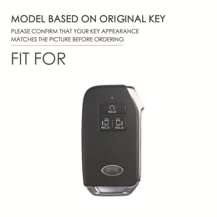 For KIA Carnival EX / SX Hallmo Car Cowhide Leather Key Protective Cover Key Case(Blue) - Car Key Cases by Hallmo | Online Shopping South Africa | PMC TechLife | Buy Now Pay Later Mobicred