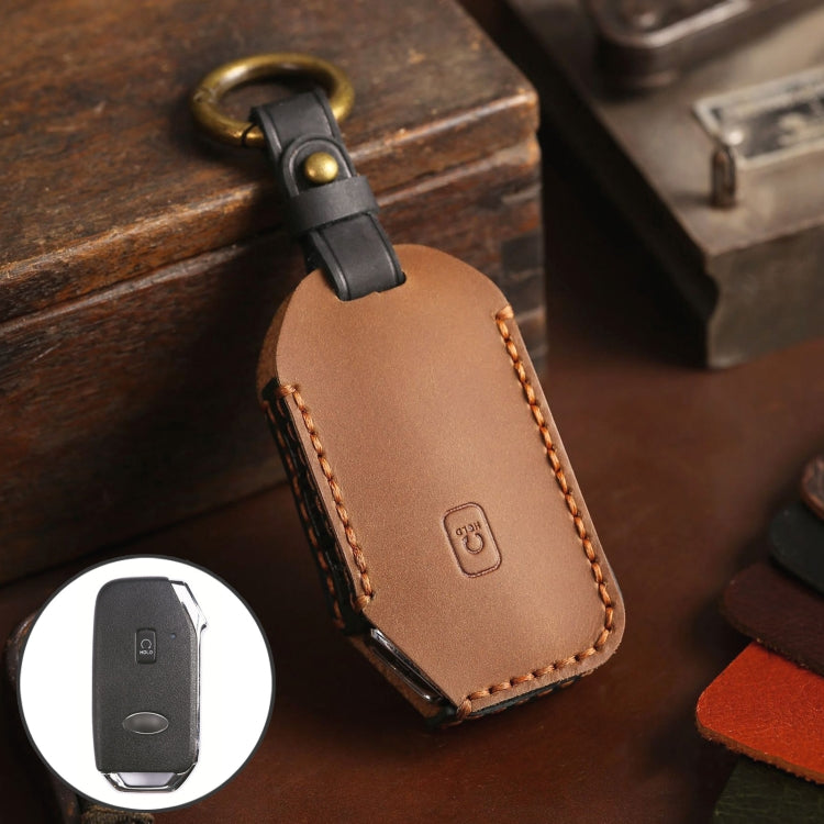 For Kia Sorento Hallmo Car Cowhide Leather Key Protective Cover Key Case(Brown) - free shipping - PMC TechLife - Order now!
