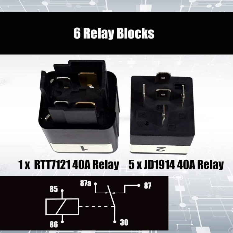 12V 5 Pin Car 6 Slots Waterproof Relay Fuse Box with Cable - Fuse by PMC TechLife | Online Shopping South Africa | PMC TechLife