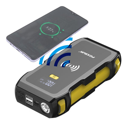 FOXSUR FJS-800 12V Car Multifunctional Wireless Charging Emergency Start Power Supply (Yellow) - Power Bank by FOXSUR | Online Shopping South Africa | PMC Jewellery | Buy Now Pay Later Mobicred