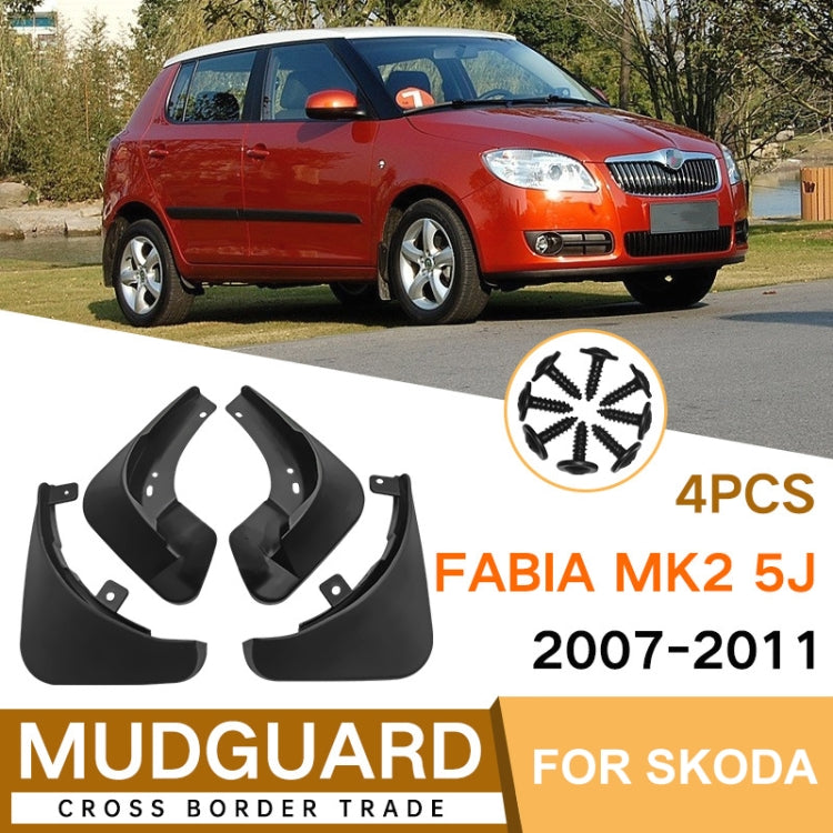 For Skoda Fabia MK2 5J 2007-2011 4pcs/Set Car Auto Soft Plastic Splash Flaps Fender Guard - Mudguards by PMC TechLife | Online Shopping South Africa | PMC TechLife | Buy Now Pay Later Mobicred