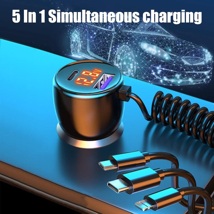 Ozio HX06 151W Type-C + USB Dual Port Car Charger with 3 in 1 Spring Data Cable - Car Charger by ozio | Online Shopping South Africa | PMC TechLife | Buy Now Pay Later Mobicred