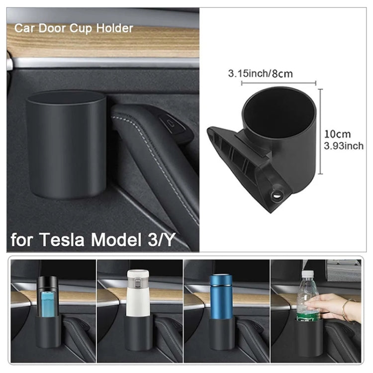 For Tesla Model Y / 3 2pcs / Set Car Door Main Driver & Co-pilot Water Cup Storage Holder - Car Drink Holders by PMC Jewellery | Online Shopping South Africa | PMC Jewellery | Buy Now Pay Later Mobicred