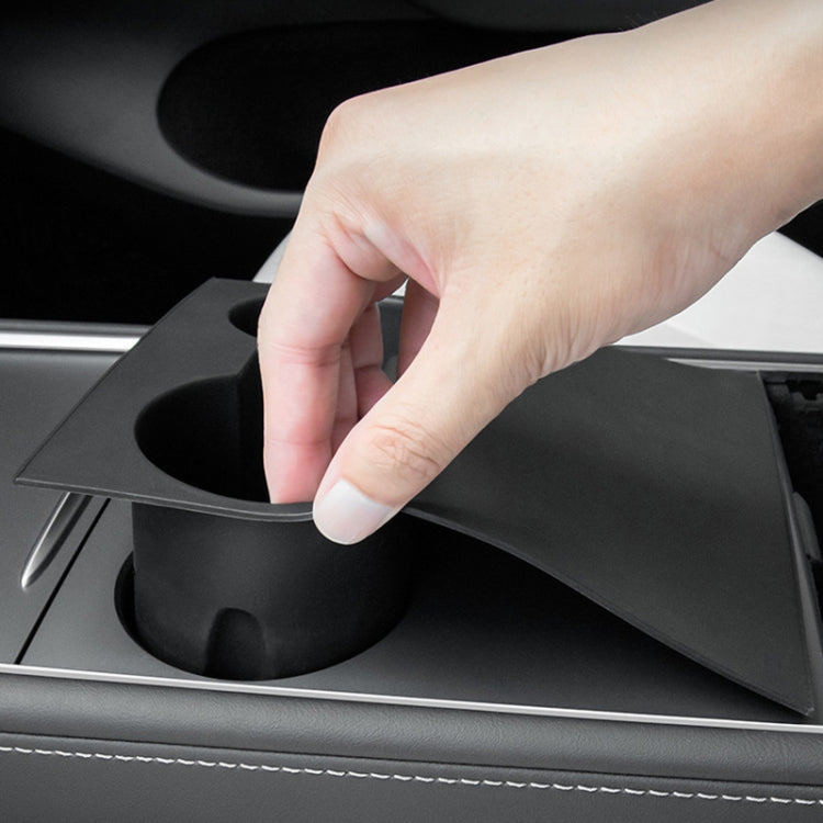 For Tesla Model 3 / Y Car Center Console Water Cup Holder All-inclusive Protective Pad (Black) - Car Drink Holders by PMC TechLife | Online Shopping South Africa | PMC TechLife | Buy Now Pay Later Mobicred