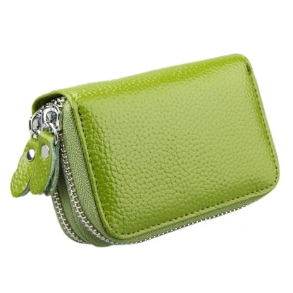 Genuine Leather Dual Layer Zipper Card Holder Wallet RFID Blocking Purse, Size: 10.5x7.0x4.0cm(Green) - Antimagnetic RFID Package by PMC Jewellery | Online Shopping South Africa | PMC Jewellery | Buy Now Pay Later Mobicred