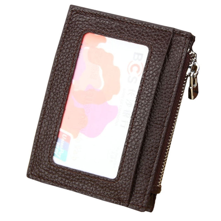 Cowhide Leather Solid Color Zipper Card Holder Wallet RFID Blocking Card Bag Protect Case Coin Purse, Size: 11*8*1.5cm(Coffee) - Antimagnetic RFID Package by PMC Jewellery | Online Shopping South Africa | PMC Jewellery | Buy Now Pay Later Mobicred