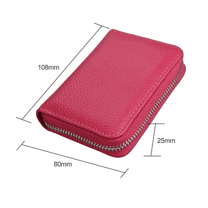 KB205 Antimagnetic RFID Litchi Texture Leather Zipper Large-capacity Card Holder Wallet(Rose Red) - Antimagnetic RFID Package by PMC Jewellery | Online Shopping South Africa | PMC Jewellery | Buy Now Pay Later Mobicred