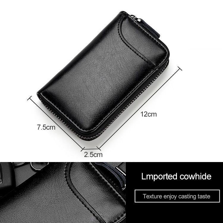 9106 Large-capacity Zipper Leather Keys Holder Bag Multi-function Wallet(Blue) - Wallets by PMC TechLife | Online Shopping South Africa | PMC TechLife