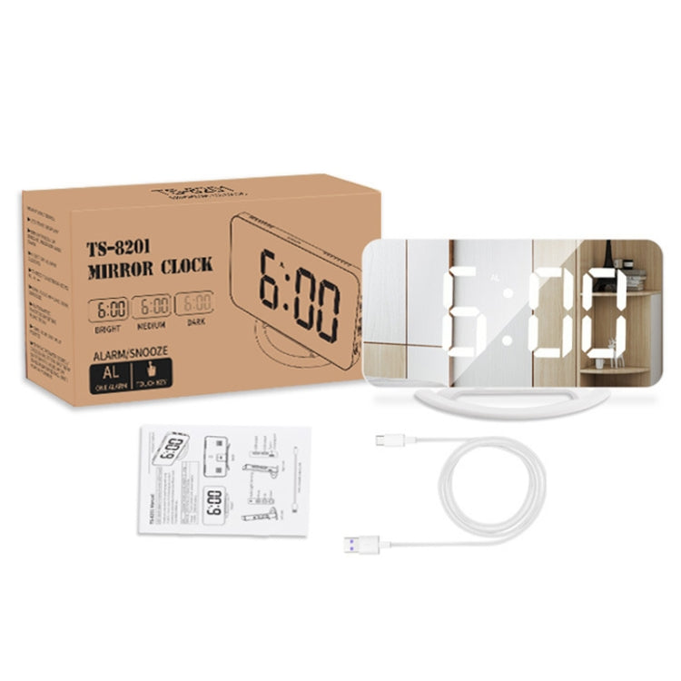 TS-8201-HW Multifunctional LED Makeup Mirror Desk Clock Automatic Photosensitive Electronic Alarm(Black) - Alarm Clocks by PMc TechLife | Online Shopping South Africa | PMc TechLife | Buy Now Pay Later Mobicred