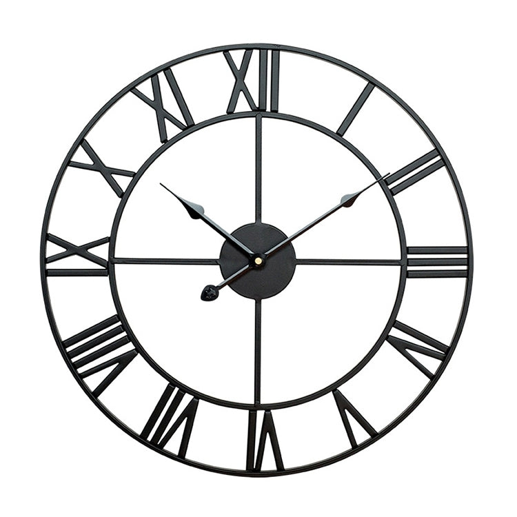 45cm Retro Living Room Iron Round Roman Numeral Mute Decorative Wall Clock (Black) - Wall Clock by PMc TechLife | Online Shopping South Africa | PMc TechLife | Buy Now Pay Later Mobicred