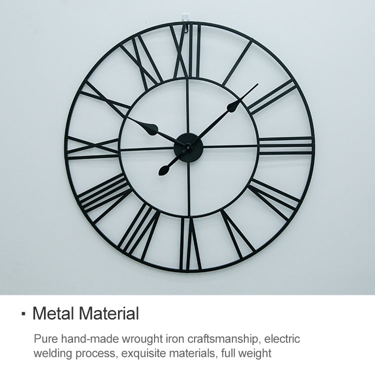 45cm Retro Living Room Iron Round Roman Numeral Mute Decorative Wall Clock (Silver) - Wall Clock by PMc TechLife | Online Shopping South Africa | PMc TechLife | Buy Now Pay Later Mobicred