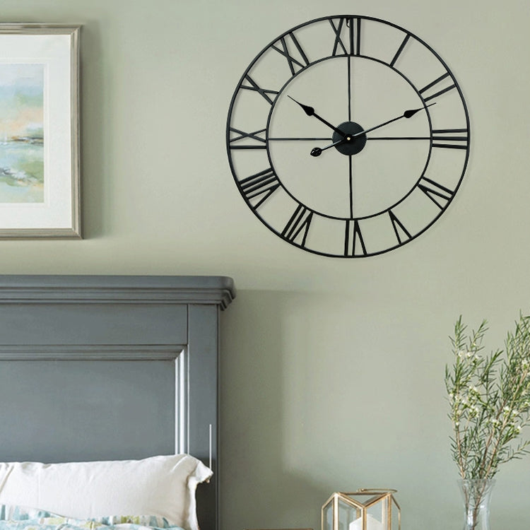 60cm Retro Living Room Iron Round Roman Numeral Mute Decorative Wall Clock (White) - Wall Clock by PMc TechLife | Online Shopping South Africa | PMc TechLife | Buy Now Pay Later Mobicred
