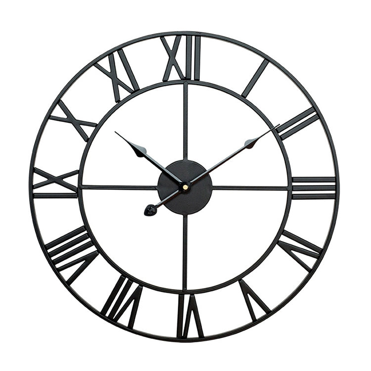 80cm Retro Living Room Iron Round Roman Numeral Mute Decorative Wall Clock (Black) - Wall Clock by PMc TechLife | Online Shopping South Africa | PMc TechLife | Buy Now Pay Later Mobicred