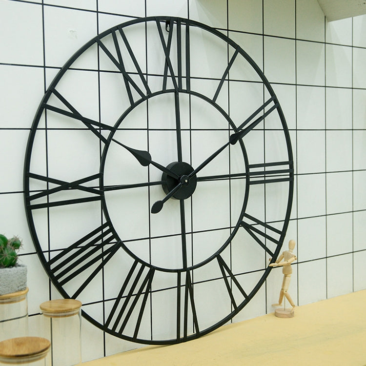 80cm Retro Living Room Iron Round Roman Numeral Mute Decorative Wall Clock (Black) - Wall Clock by PMc TechLife | Online Shopping South Africa | PMc TechLife | Buy Now Pay Later Mobicred