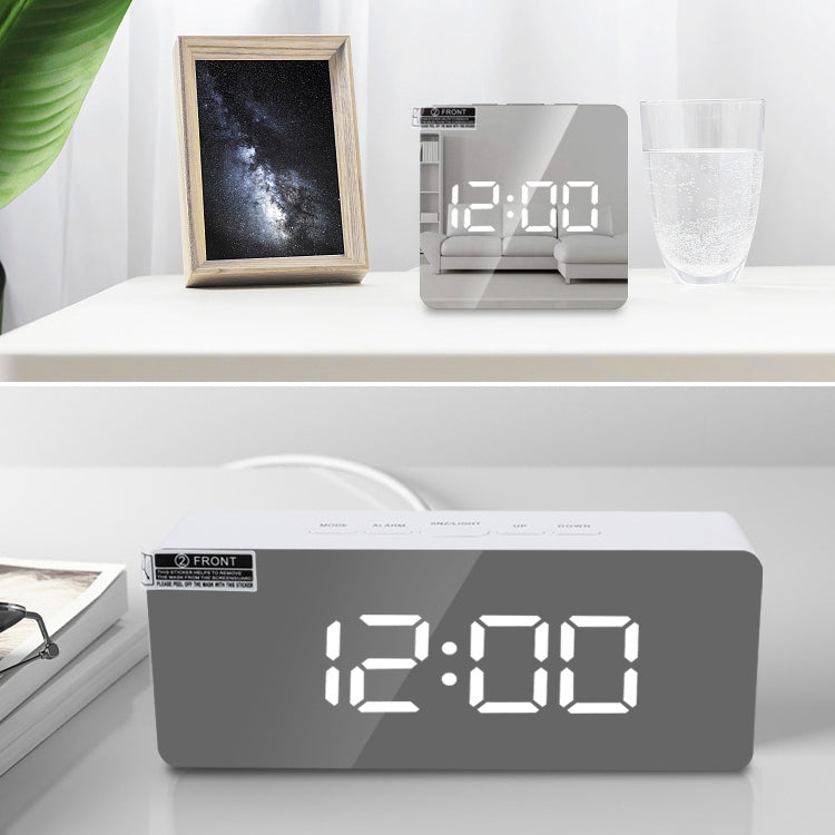 TS-S69-HW Multifunctional LED Alarm Clock Battery / Plug-in Charging Dual-purpose Make-up Mirror Clock(Grey White) - Alarm Clocks by PMc TechLife | Online Shopping South Africa | PMc TechLife | Buy Now Pay Later Mobicred