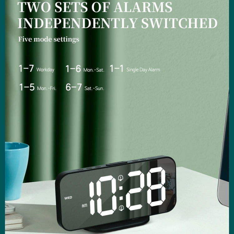 8821 LED Mirror Dual-purpose Snooze Alarm Clock(Black) - Novelty Clock by PMc TechLife | Online Shopping South Africa | PMc TechLife | Buy Now Pay Later Mobicred