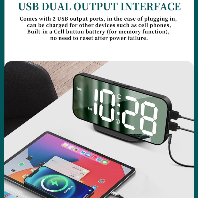 8821 LED Mirror Dual-purpose Snooze Alarm Clock(Black) - Novelty Clock by PMc TechLife | Online Shopping South Africa | PMc TechLife | Buy Now Pay Later Mobicred