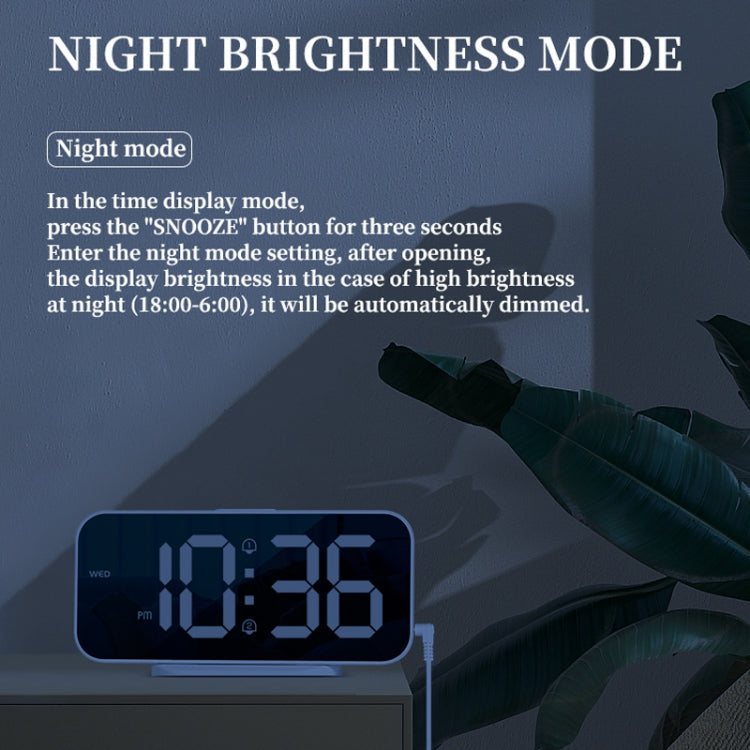 8821 LED Mirror Dual-purpose Snooze Alarm Clock (White) - Novelty Clock by PMc TechLife | Online Shopping South Africa | PMc TechLife | Buy Now Pay Later Mobicred
