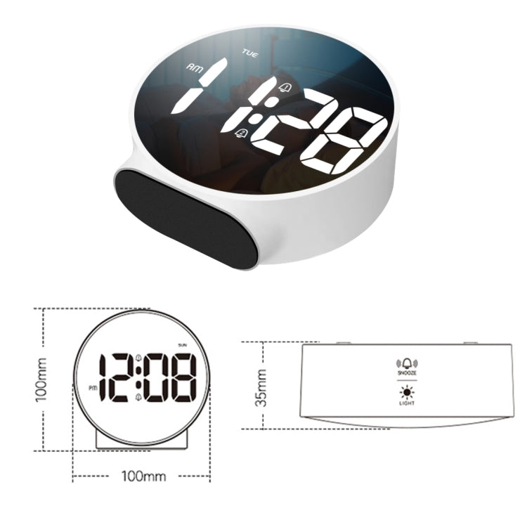 8816 LED Mirror Round Dual-purpose Alarm Clock (Black) - Novelty Clock by PMc TechLife | Online Shopping South Africa | PMc TechLife | Buy Now Pay Later Mobicred