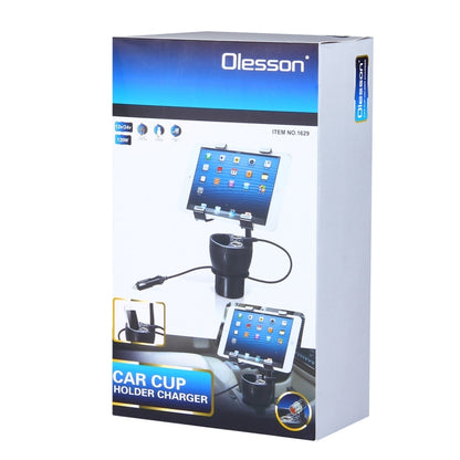 Olesson 2 in 1 Car Charger Cup Holder PowerCup Phone / Tablet Holder + 2.1A / 1A Dual-USB Ports Car Cigarette Lighter Socket Car Charger - Cigar Socket by PMC Jewellery | Online Shopping South Africa | PMC Jewellery | Buy Now Pay Later Mobicred