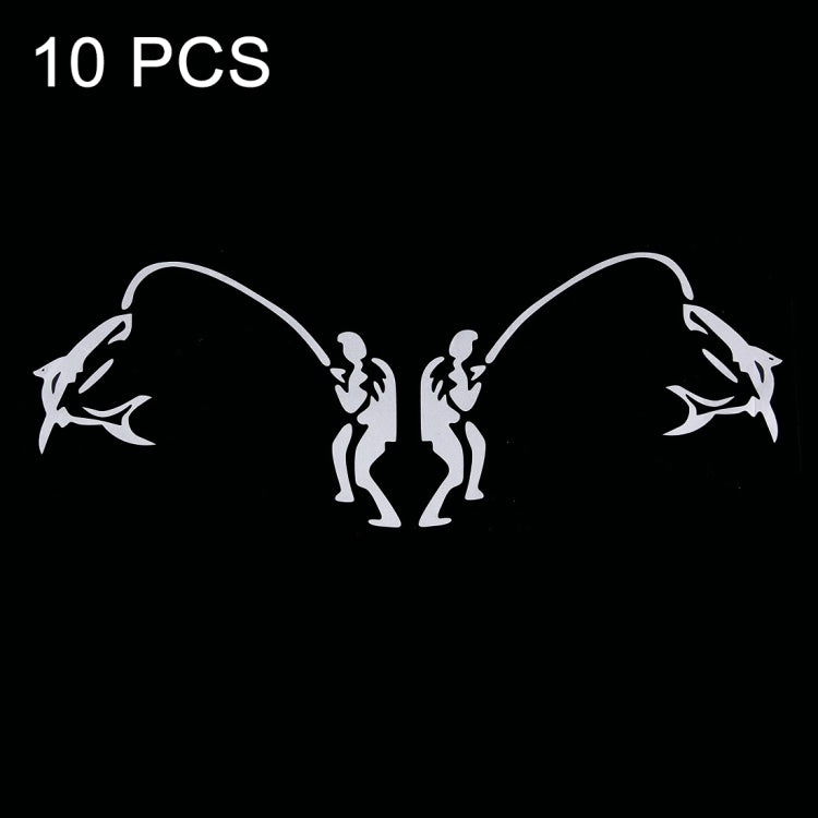 10 PCS Dual Funny Go Fishing Styling Reflective Car Sticker, Size: 25cm x 9.5cm(Silver) - Decorative Sticker by PMC TechLife | Online Shopping South Africa | PMC TechLife | Buy Now Pay Later Mobicred