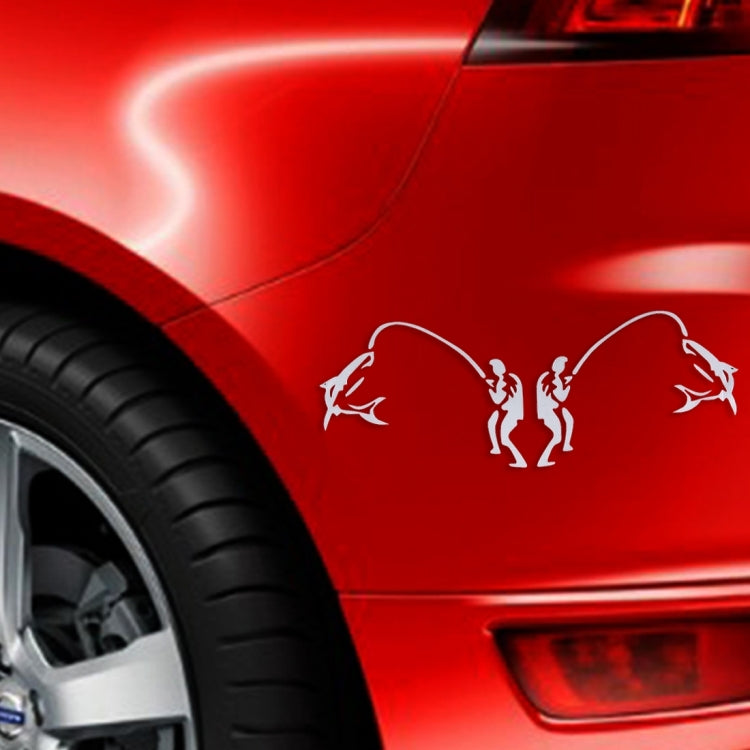 10 PCS Dual Funny Go Fishing Styling Reflective Car Sticker, Size: 25cm x 9.5cm(Silver) - Decorative Sticker by PMC TechLife | Online Shopping South Africa | PMC TechLife | Buy Now Pay Later Mobicred
