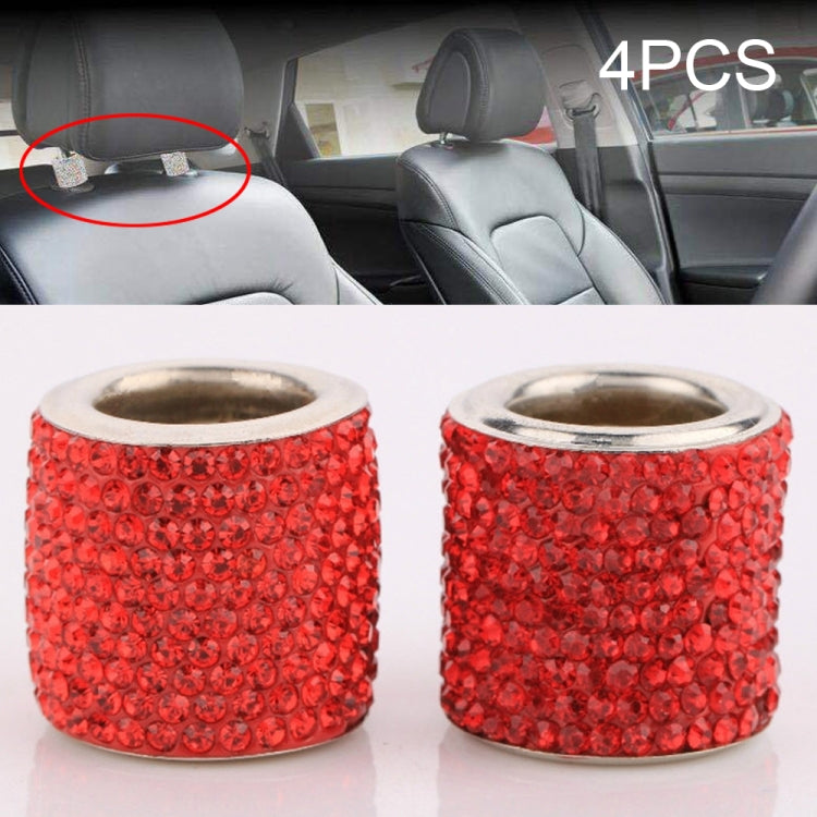 4 PCS Car Crystal Head Pillow Modified Decoration (Red) - Seat Accessories by PMC TechLife | Online Shopping South Africa | PMC TechLife | Buy Now Pay Later Mobicred