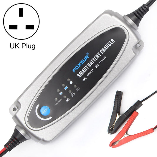 FOXSUR 0.8A / 3.6A 12V 5 Stage Charging Battery Charger for Car Motorcycle,  UK Plug - Battery Charger by FOXSUR | Online Shopping South Africa | PMC Jewellery | Buy Now Pay Later Mobicred