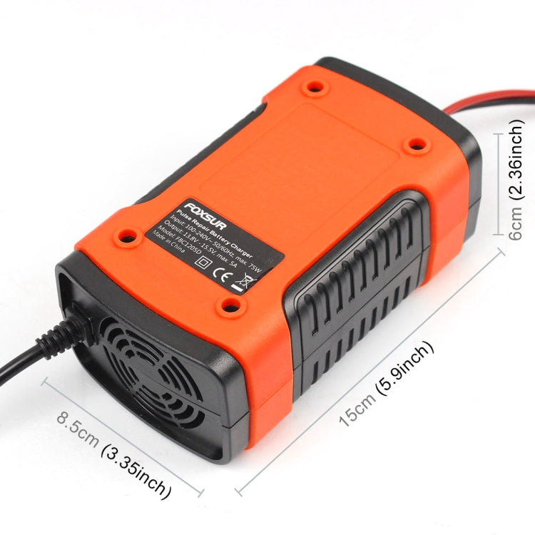 FOXSUR 12V 6A Intelligent Universal Battery Charger for Car Motorcycle, Length: 55cm, US Plug(Red) - Battery Charger by FOXSUR | Online Shopping South Africa | PMC TechLife | Buy Now Pay Later Mobicred
