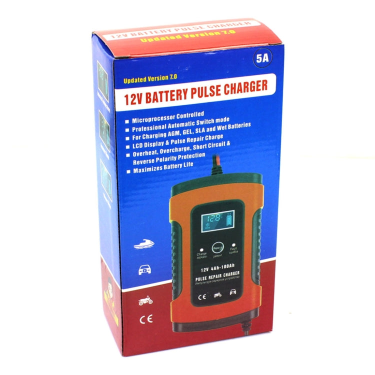 FOXSUR 12V 6A Intelligent Universal Battery Charger for Car Motorcycle, Length: 55cm, US Plug(Red) - Battery Charger by FOXSUR | Online Shopping South Africa | PMC Jewellery | Buy Now Pay Later Mobicred