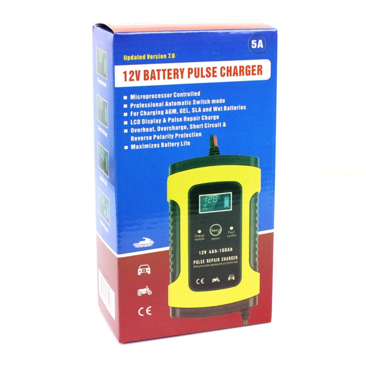 12V 6A Intelligent Universal Battery Charger for Car Motorcycle, Length: 55cm, UK Plug(Yellow) - Battery Charger by FOXSUR | Online Shopping South Africa | PMC Jewellery | Buy Now Pay Later Mobicred